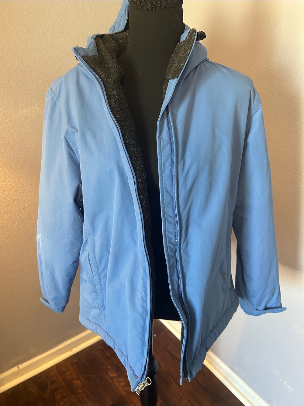 Lands End Women Light Blue Hooded Insulated Jacket Size Small